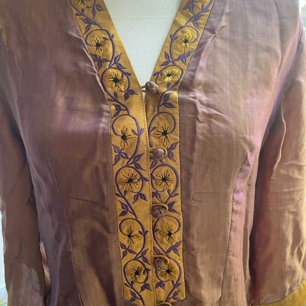 Vintage Pure Silk Asian Style Blouse - Picture 3 of 5